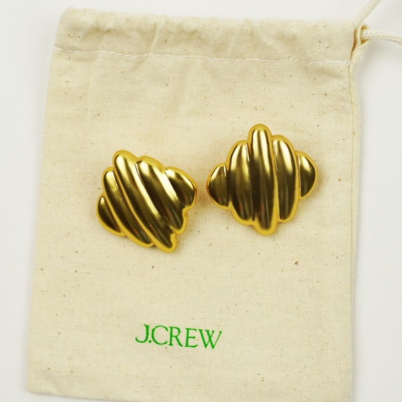 JCREW Ridged Square Stud Earrings in Gold $39 CG641 - Picture 2 of 3